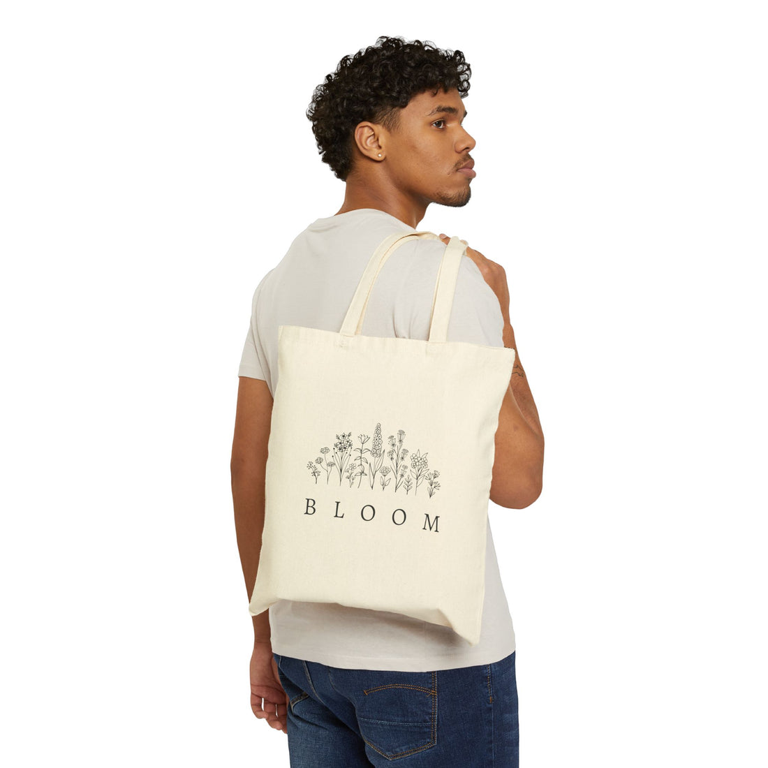 Bloom Flower Graphic Cotton Canvas Tote Bag