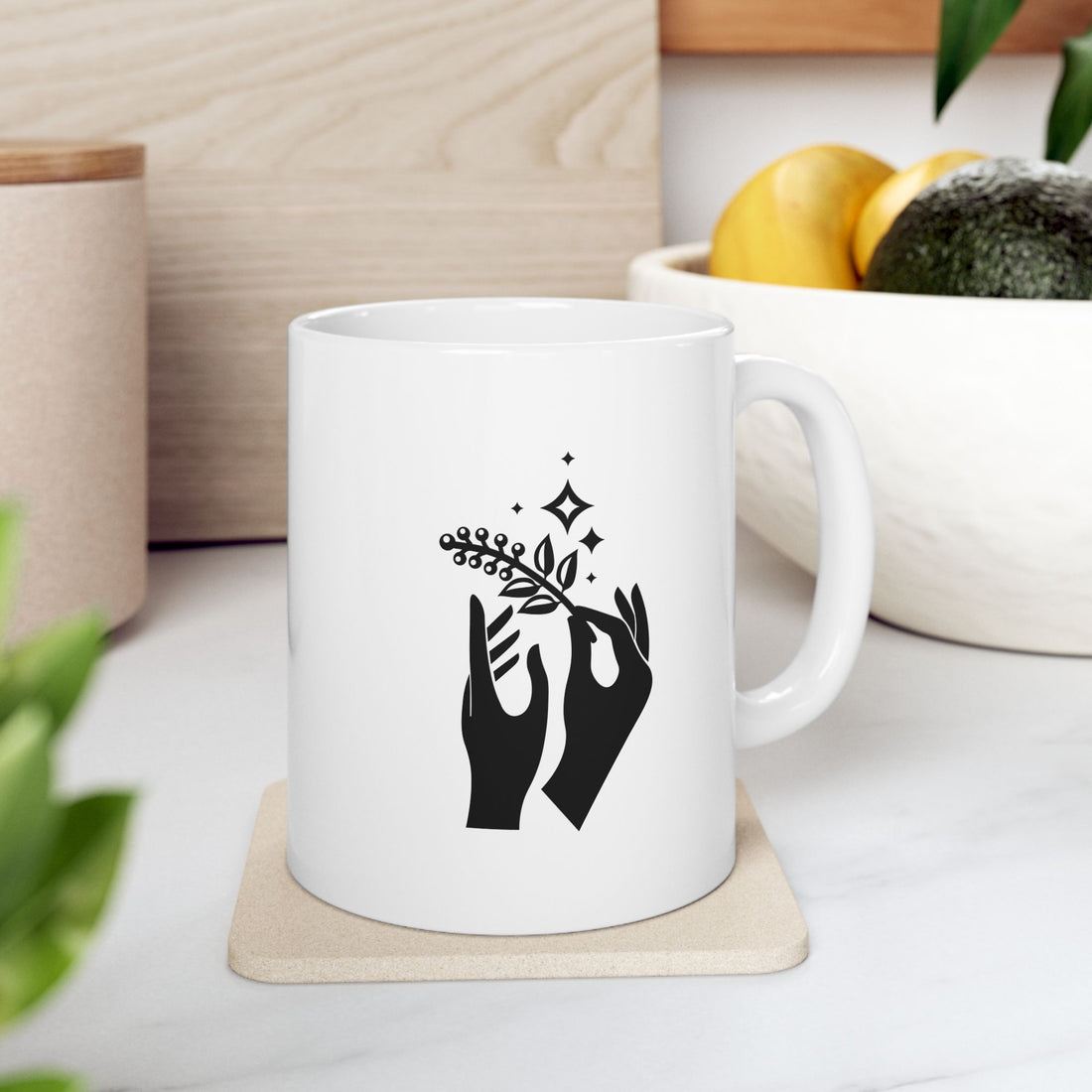 Celestial Unity: Nature-Inspired Graphic Ceramic Mug