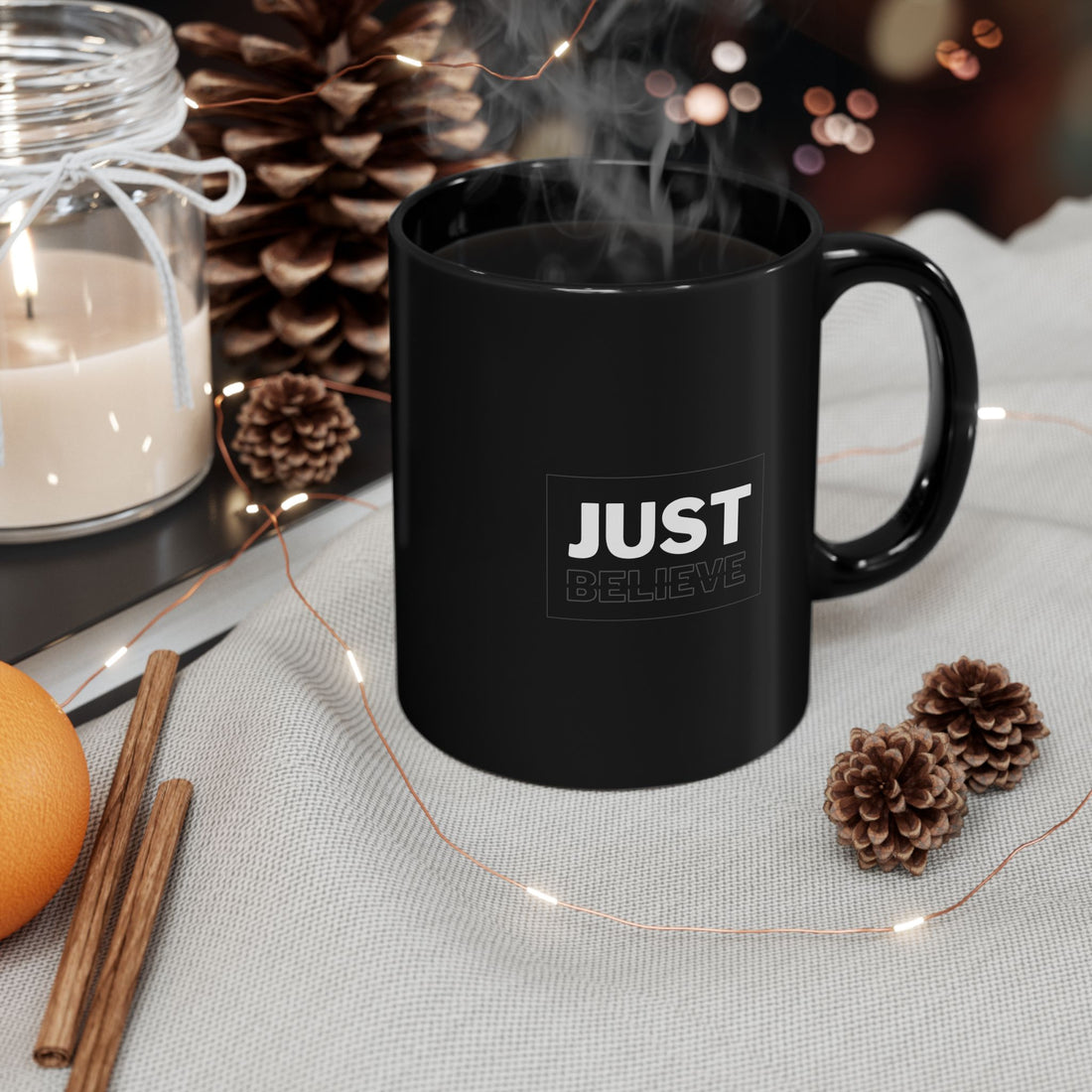 Just Believe Graphic Black Mug 11oz