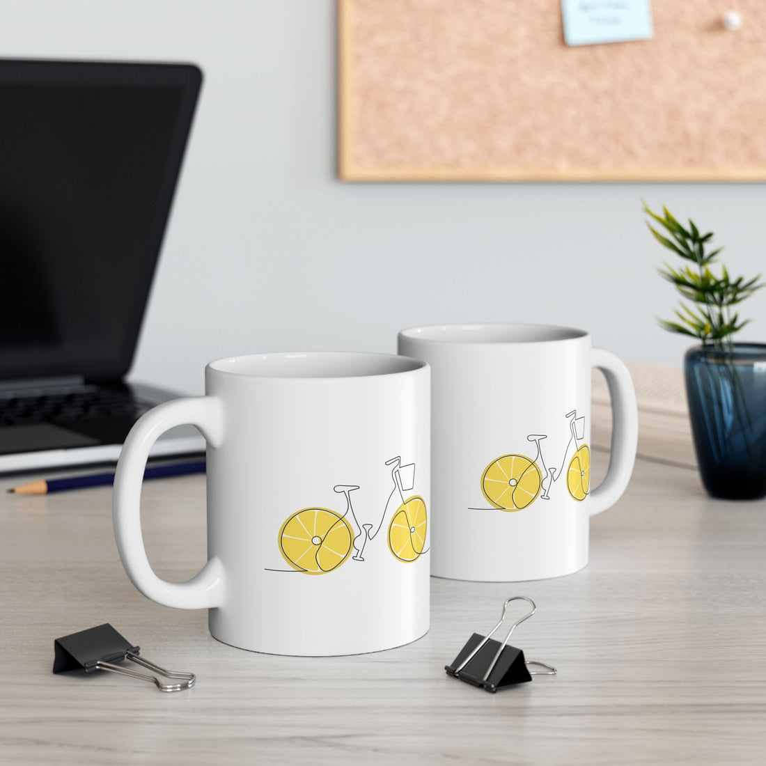 Fresh Ride: Lemon Bicycle Graphic Ceramic Mug