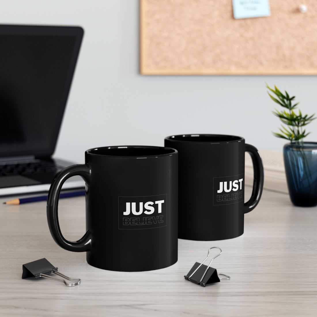 Just Believe Graphic Black Mug 11oz