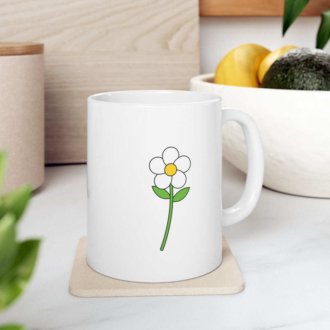 Minimalist Flower Graphic Ceramic Mug