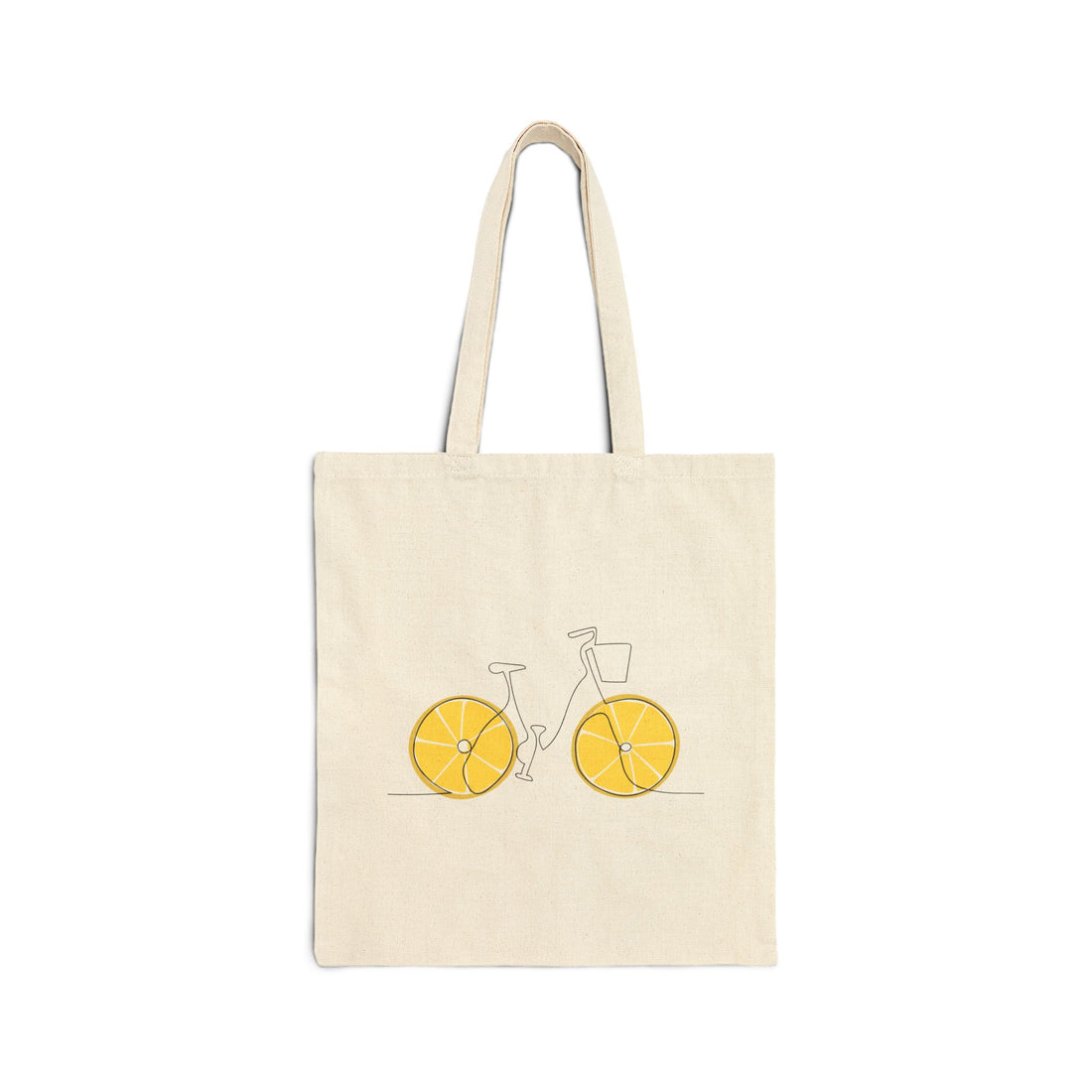 Fresh Ride: Lemon Bicycle Graphic Cotton Canvas Tote Bag