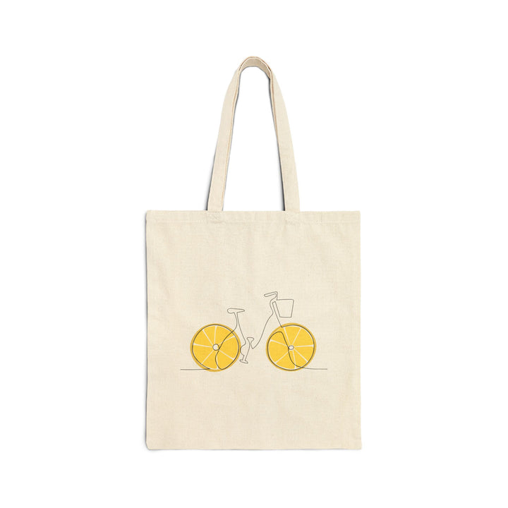 Fresh Ride: Lemon Bicycle Graphic Cotton Canvas Tote Bag