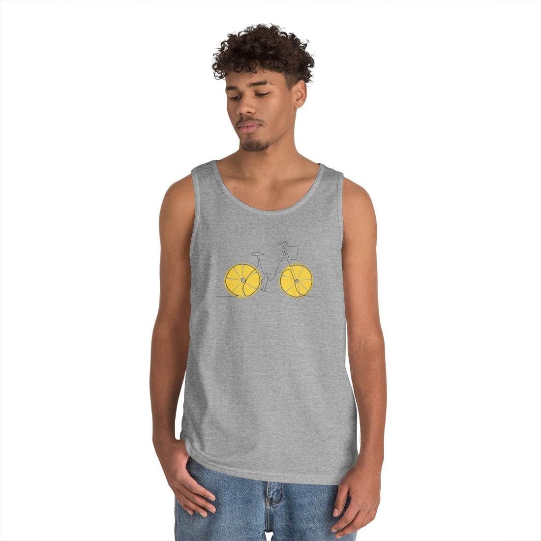 Fresh Ride: Lemon Bicycle Graphic Heavy Cotton Tank Top