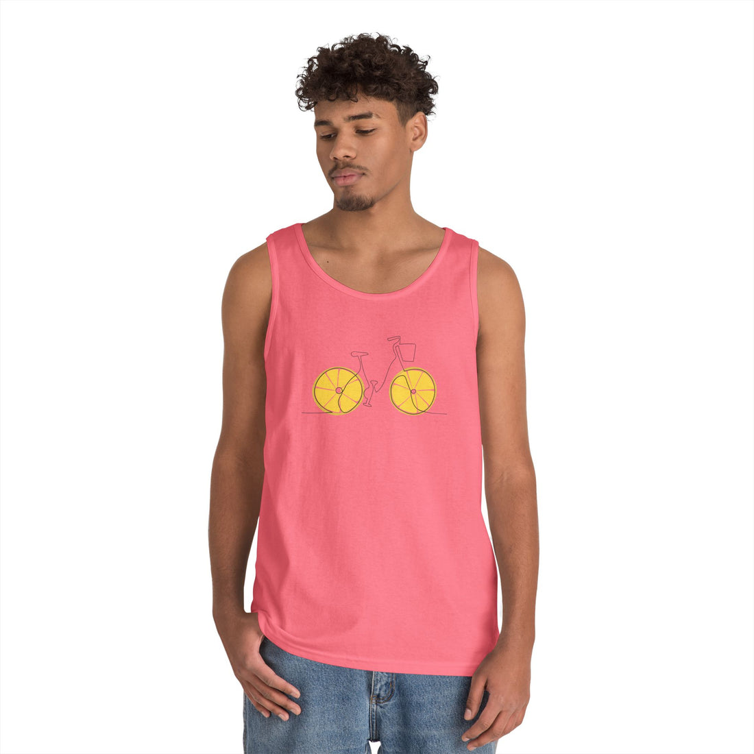 Fresh Ride: Lemon Bicycle Graphic Heavy Cotton Tank Top