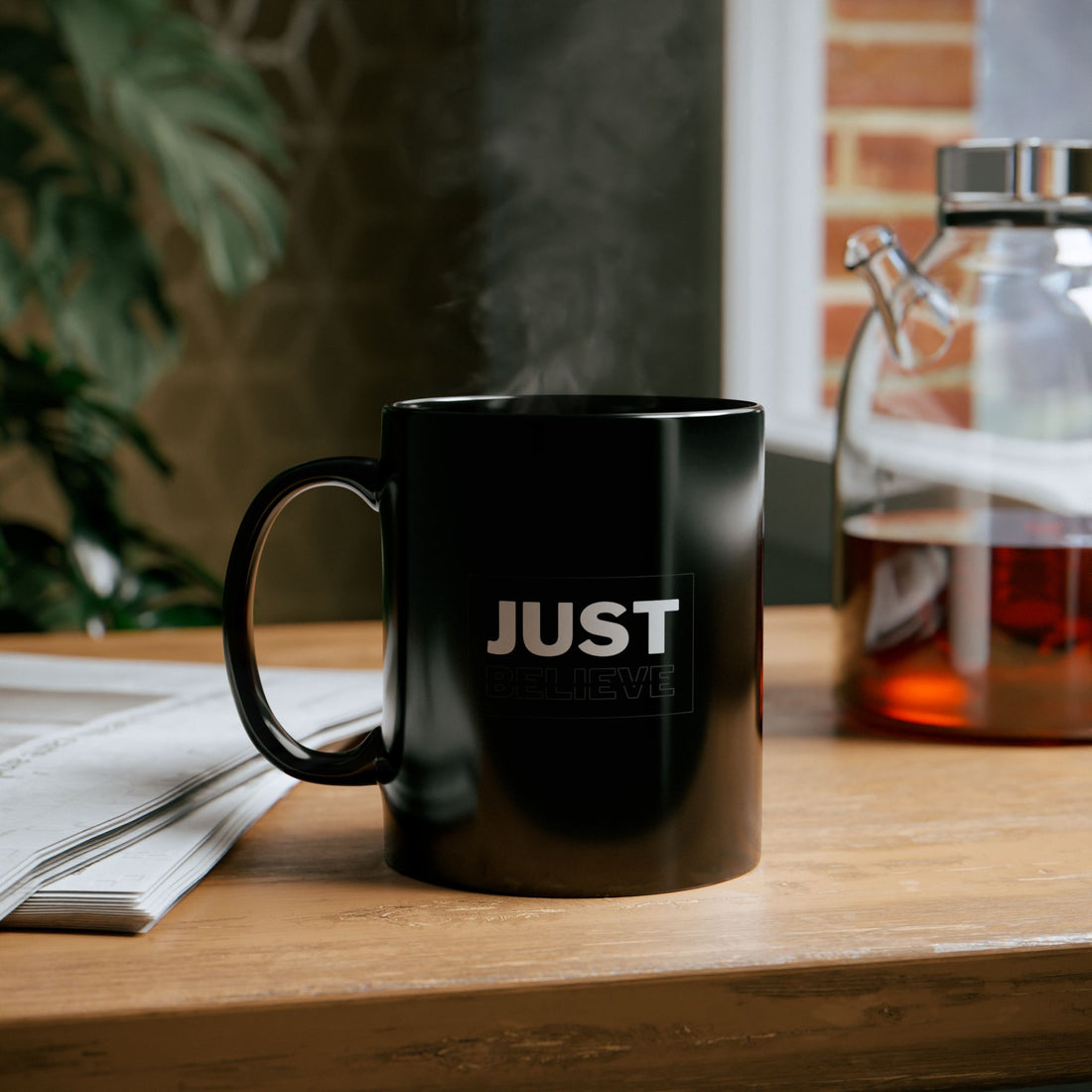 Just Believe Graphic Black Mug 11oz