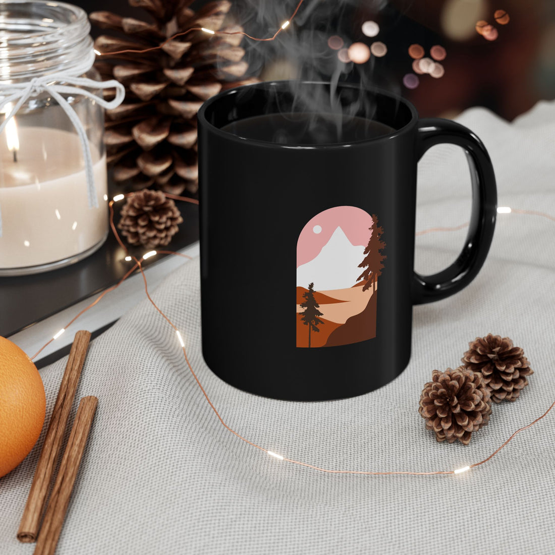 Arched Escape: Scenic Graphic Black Mug 11oz