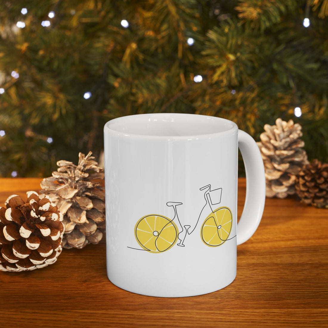 Fresh Ride: Lemon Bicycle Graphic Ceramic Mug