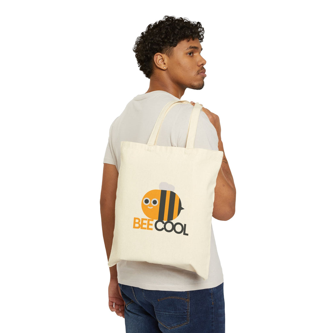 Bee Cool Graphic Cotton Canvas Tote Bag