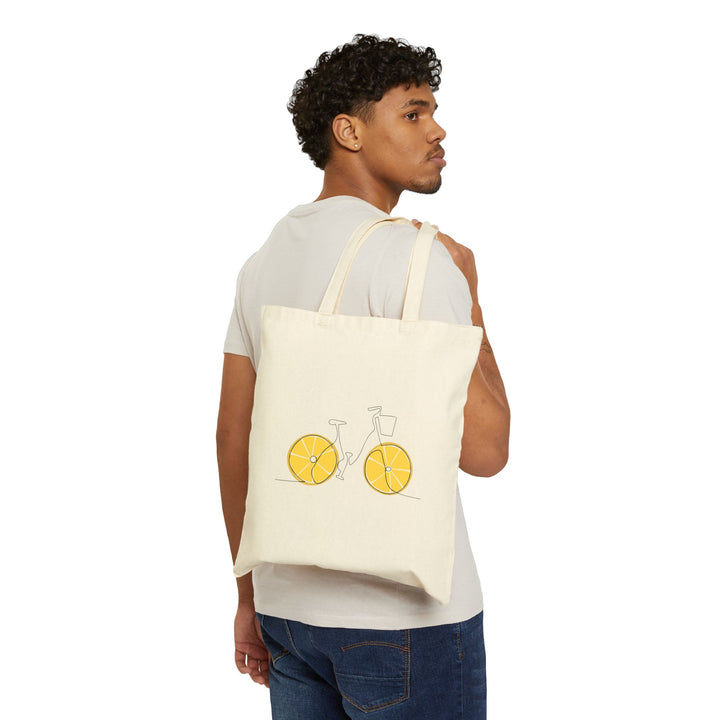 Fresh Ride: Lemon Bicycle Graphic Cotton Canvas Tote Bag