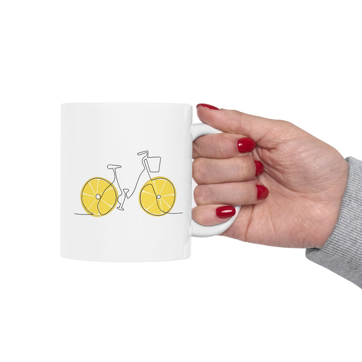 Fresh Ride: Lemon Bicycle Graphic Ceramic Mug