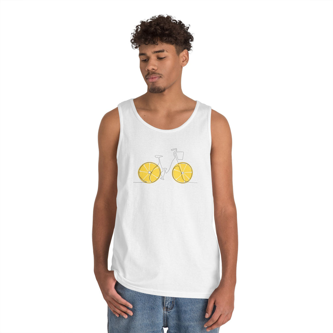 Fresh Ride: Lemon Bicycle Graphic Heavy Cotton Tank Top