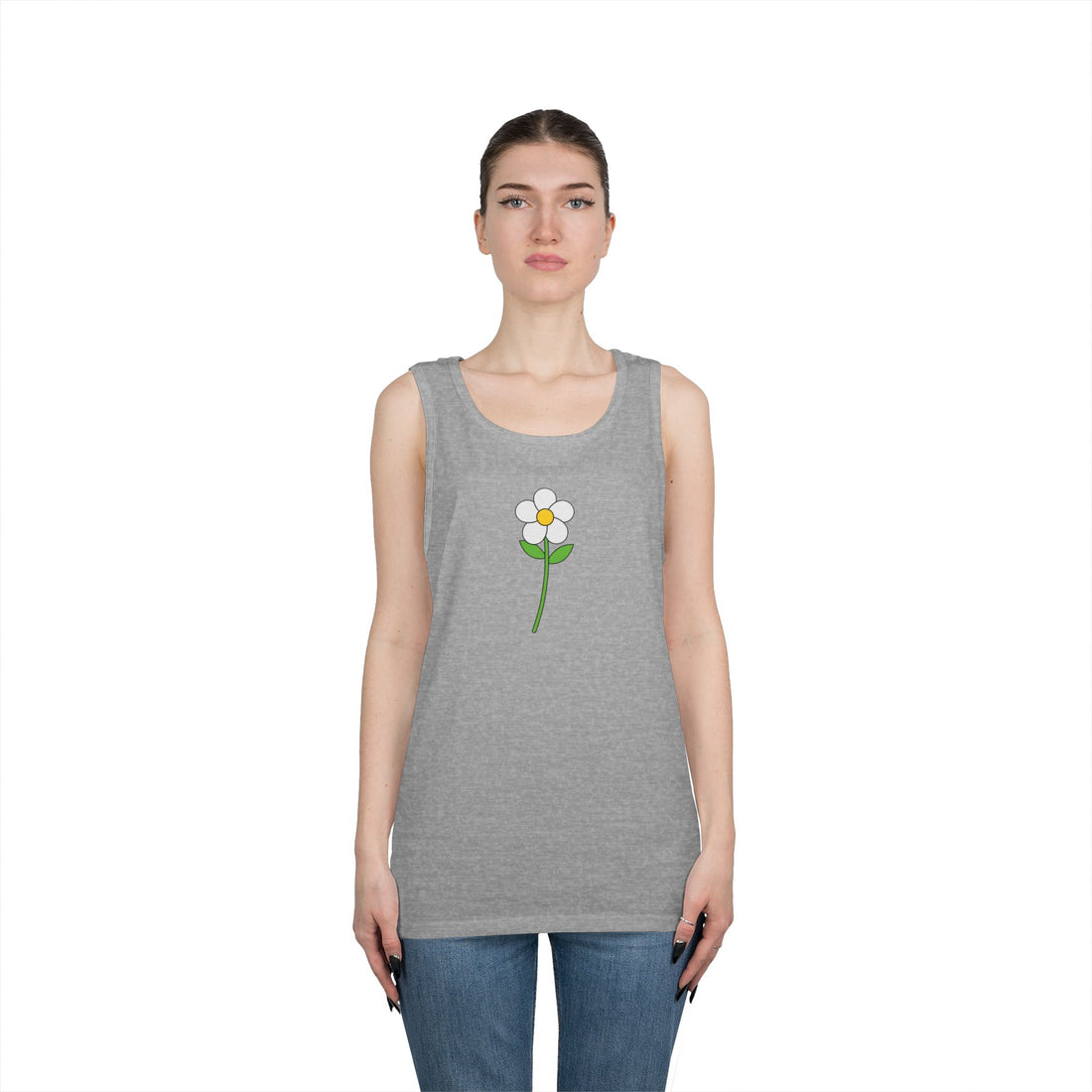 Minimalist Flower Graphic Heavy Cotton Tank Top