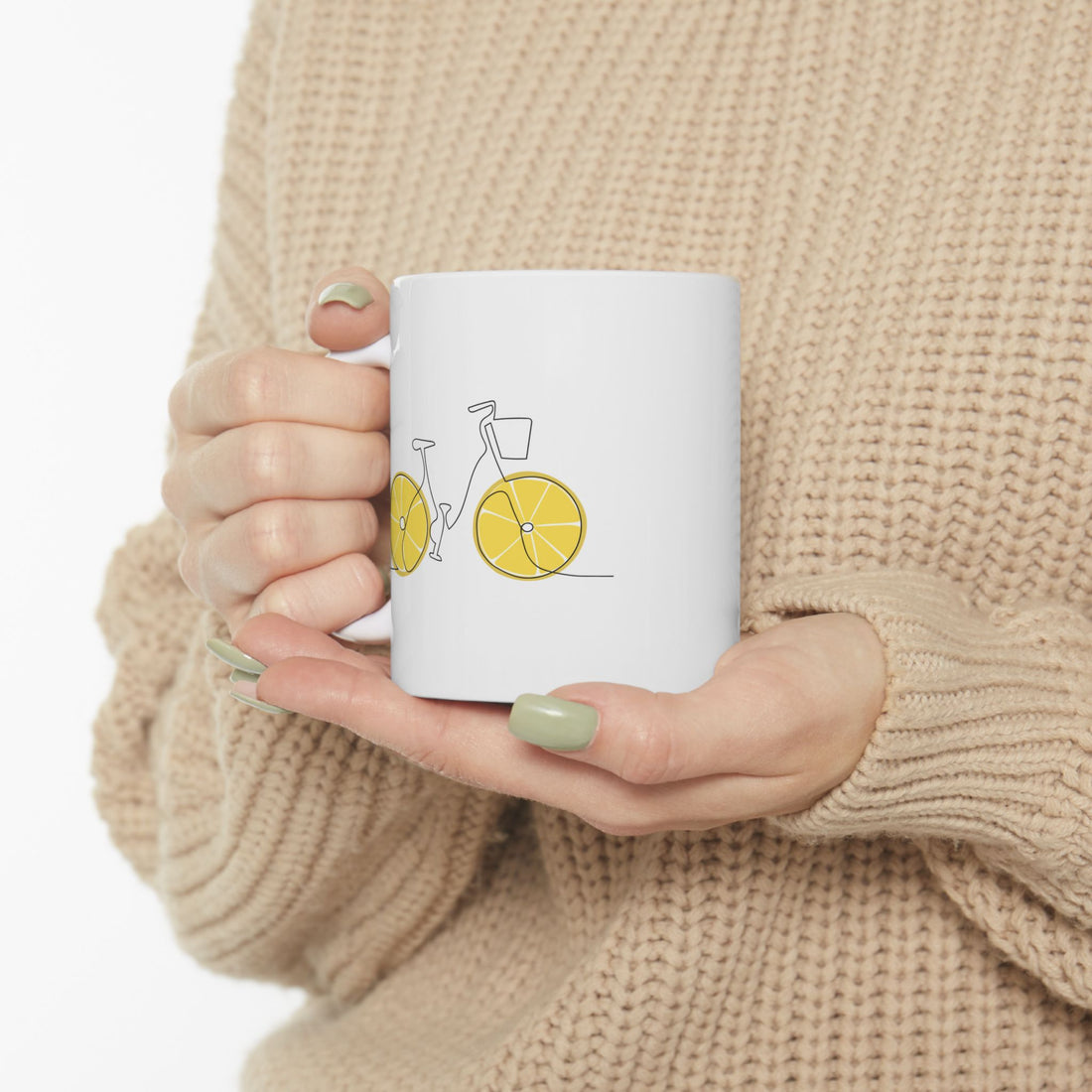 Fresh Ride: Lemon Bicycle Graphic Ceramic Mug