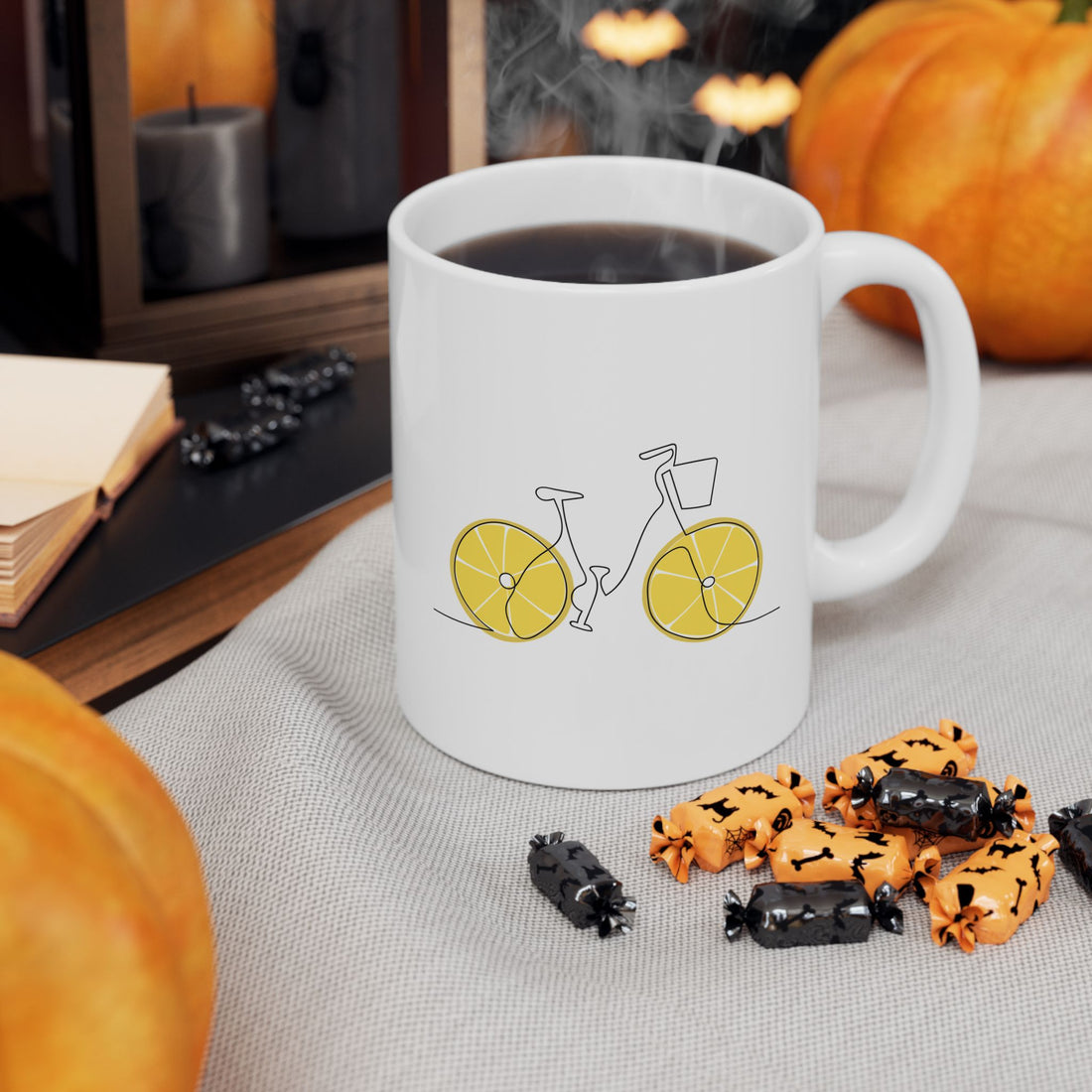 Fresh Ride: Lemon Bicycle Graphic Ceramic Mug