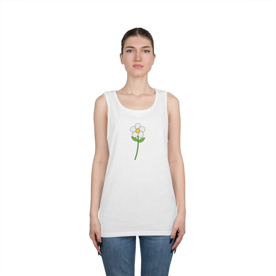 Minimalist Flower Graphic Heavy Cotton Tank Top